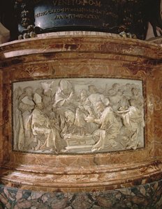 Kanonizacja Pięciu Świętych przez papieża Aleksandra VIII 16 października 1690 r. (marmur)